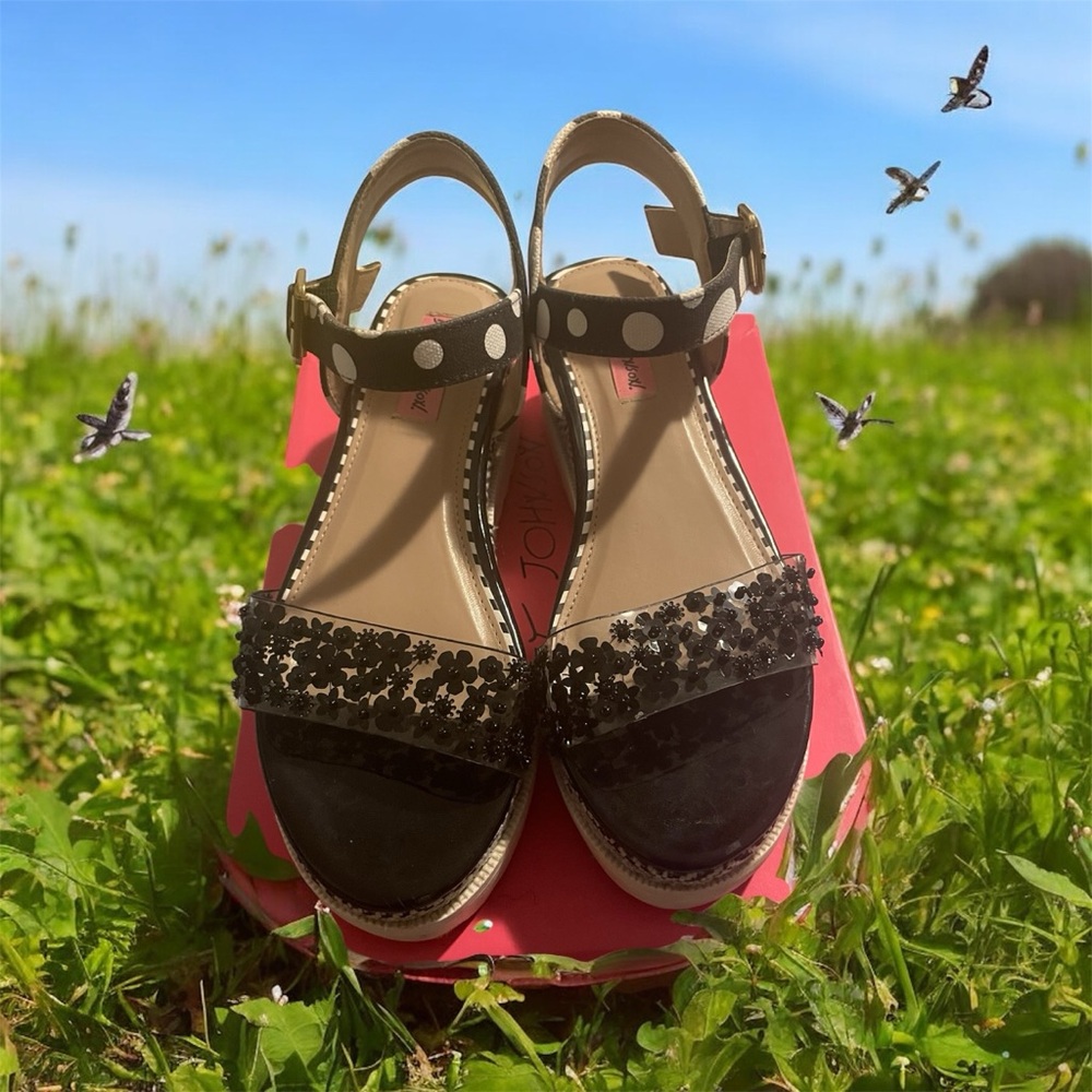 Betsey Johnson Black and White Embellished Sandals